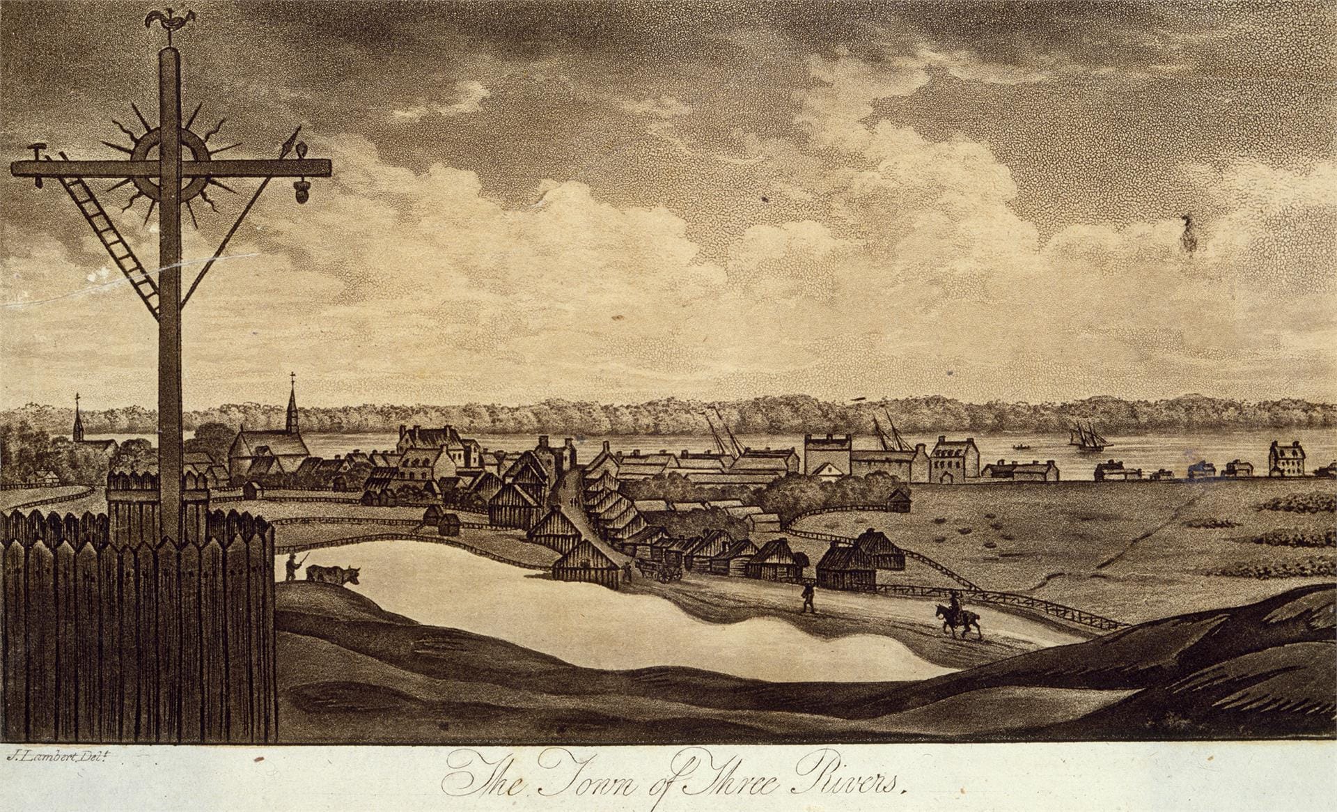 Vue de la ville, du port et du fleuve vers 1810
